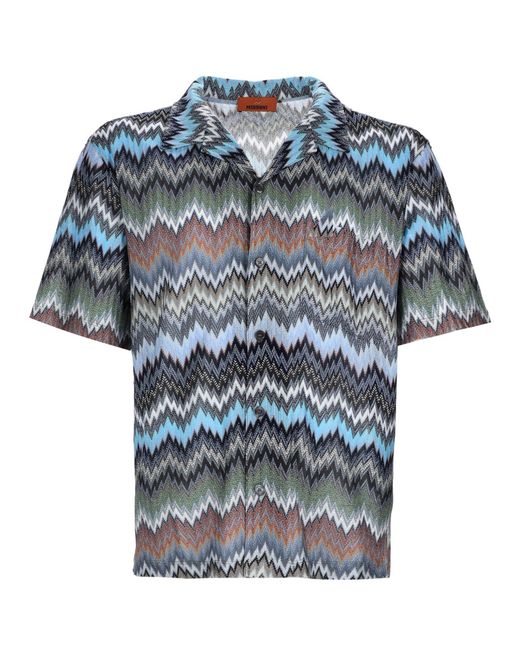 Missoni Blue Chevron Snake Shirt for men