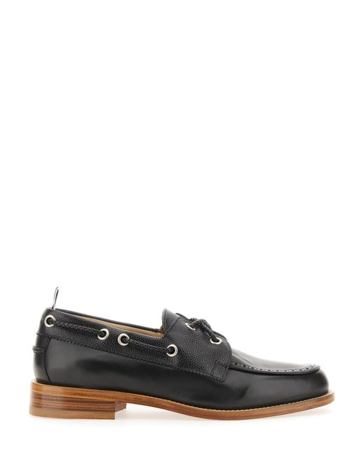 Thom Browne Black Boat Moccasin for men