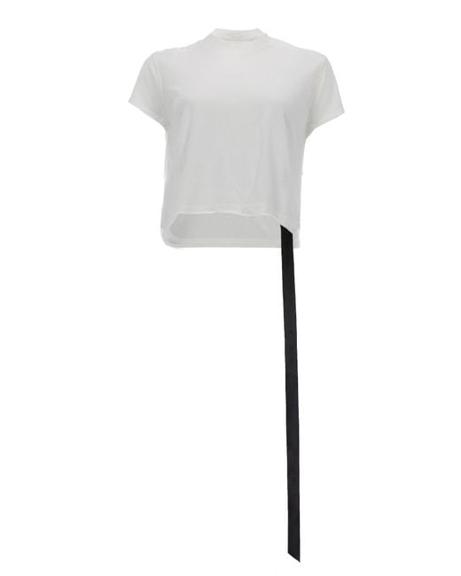 Rick Owens White Solid Mock Collar T-Shirt