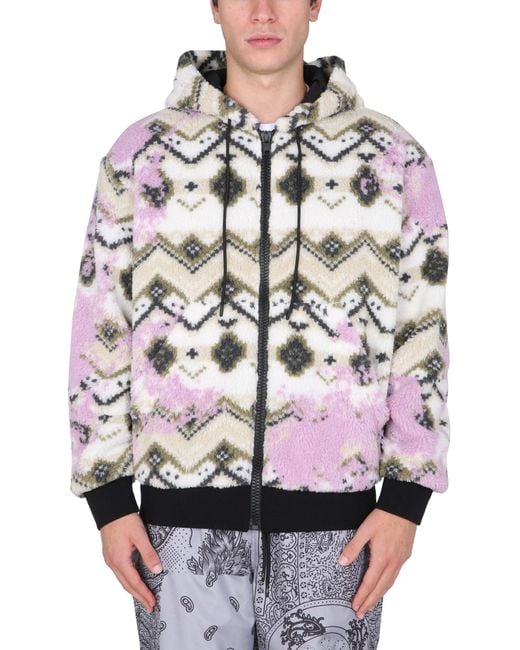 MSGM Gray Fleece Sherpa Jacket for men