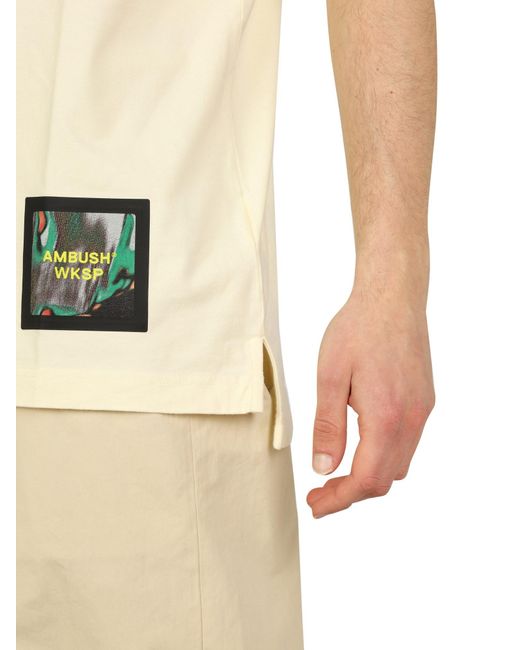 T-SHIRT IN JERSEY DI COTONE CON PATCH LOGO di Ambush in Natural da Uomo
