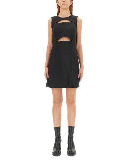 MICHAEL Michael Kors Black Cut-Out Waist Mini Dress With Flared Skirt