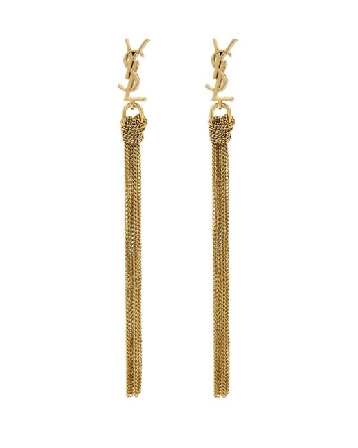 Saint Laurent White Earrings With Logo
