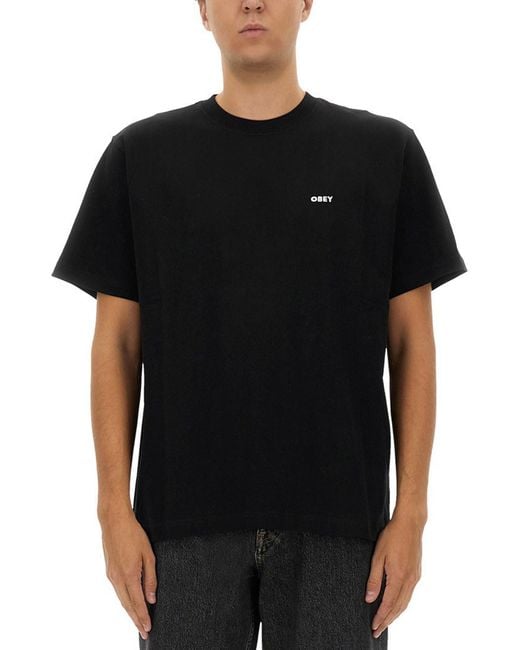 Obey Black T-Shirt With Logo for men