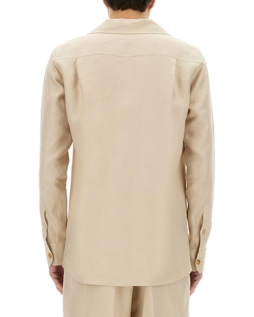 Camicia Con Scollo A V di Dolce & Gabbana in Natural da Uomo