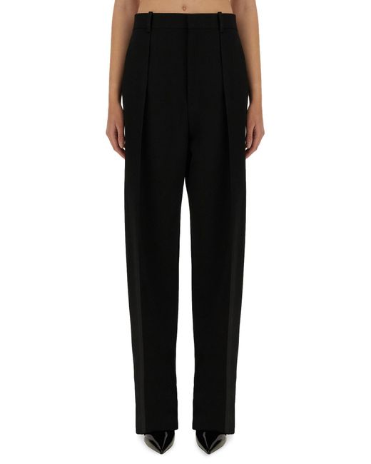 Bottega Veneta Black Wool And Cotton-Blend Twill Wide-Leg Pants