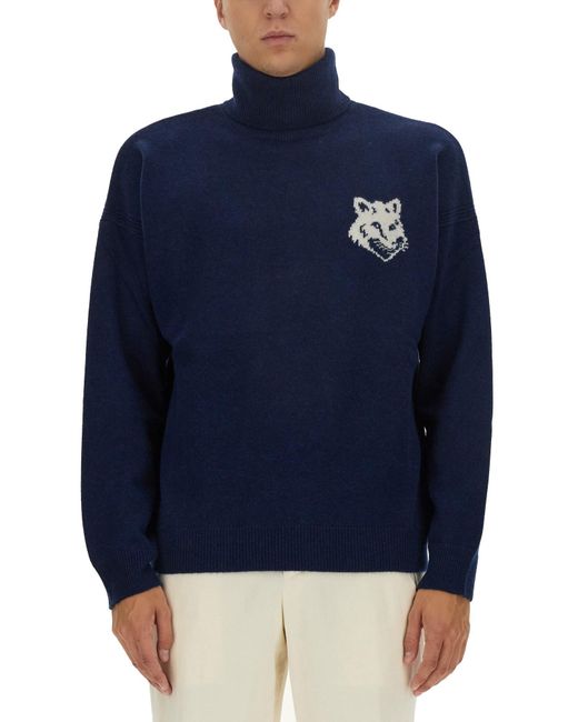 Maison Kitsuné Blue Knitted Sweater for men