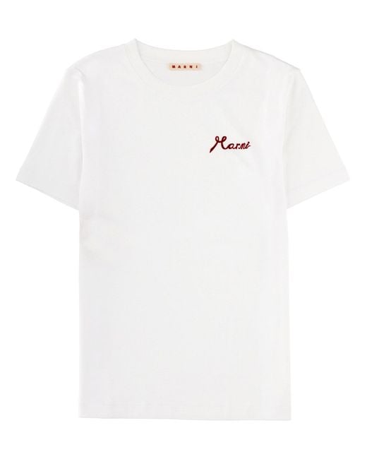 Marni White Tshirt With Logo