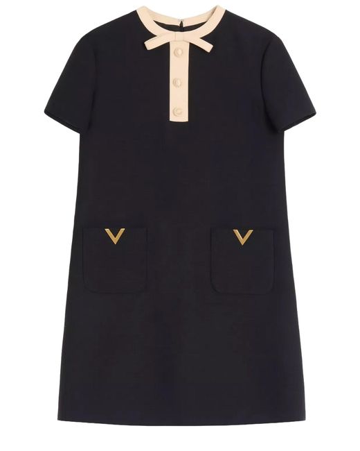 Valentino Black Wool And Silk Mini Dress