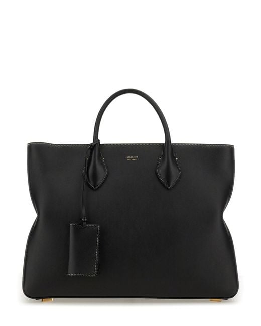 Ferragamo Black Star-Shaped Tote Bag Large for men