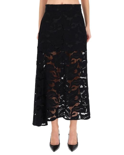 Patou Black Asymmetric Midi Skirt