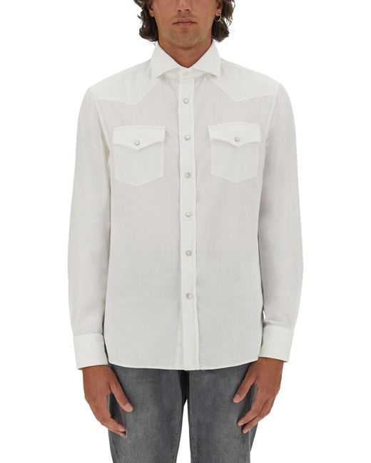Camicia di Brunello Cucinelli in White da Uomo