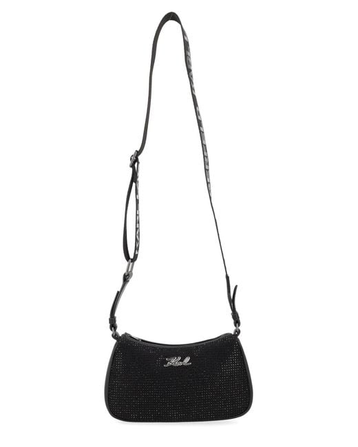 Karl Lagerfeld White Borsa A Tracolla Con Strass