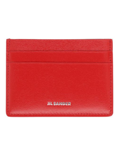 Jil Sander Red Leather Card Holder