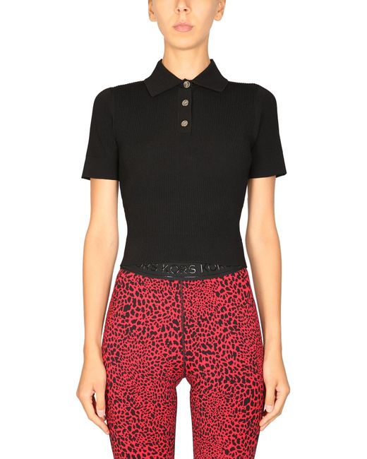MICHAEL Michael Kors Black Polo Shirt With Logo Buttons