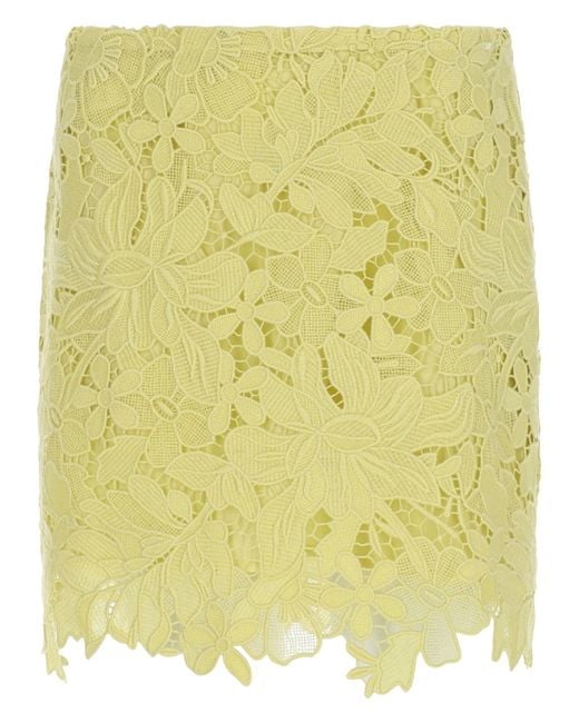 Sportmax Yellow Macramé Mini Skirt