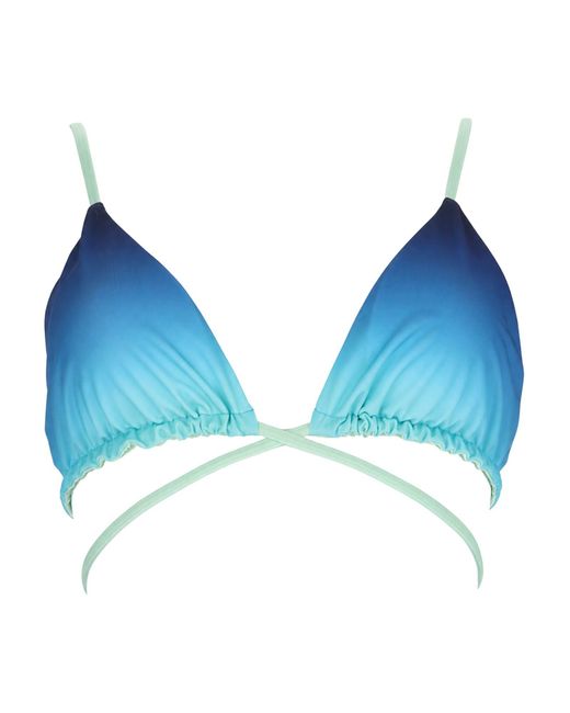 Casablanca Blue Top Bikini Con Stampa Gradient E Perline
