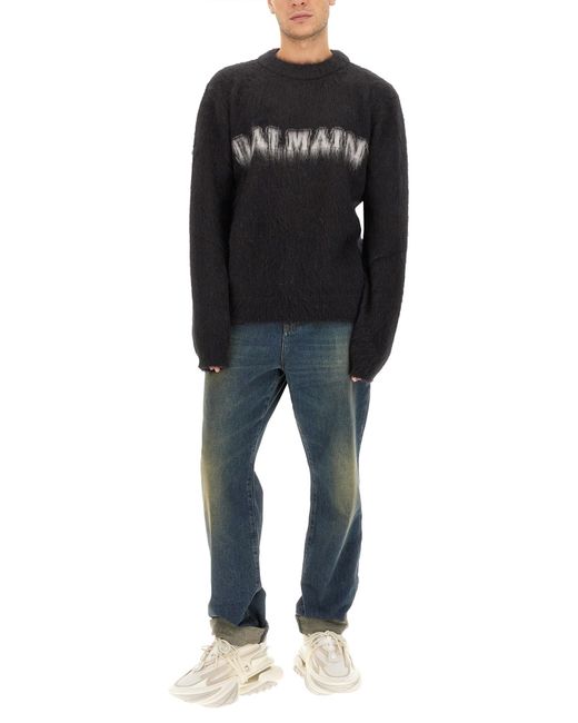 Pullover Logo Retrò di Balmain in Black da Uomo