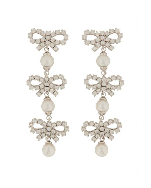 Self-Portrait White Micro Bow Earrings
