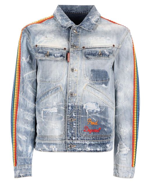DSquared² Blue Giacca "L. A" Con Lavaggio "Be Proud" for men