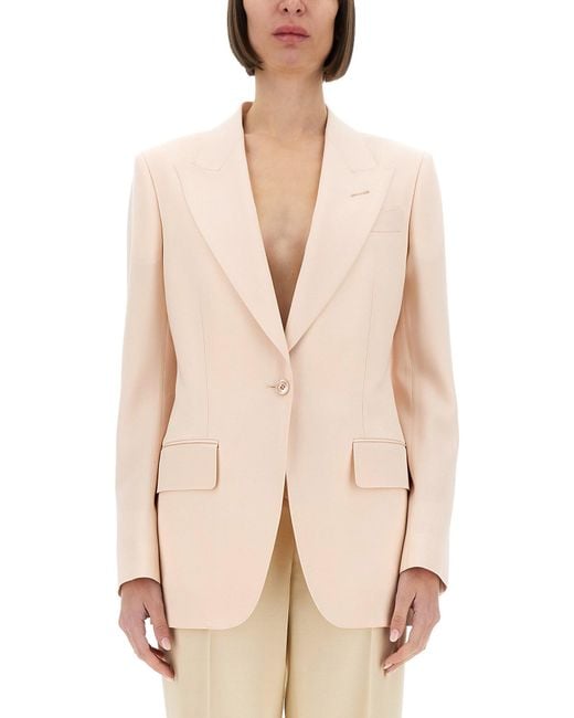 Tom Ford Natural Single Breasted Wool Jacket