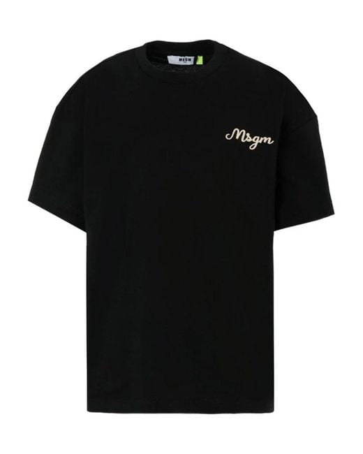 MSGM Black T-Shirt With Logo