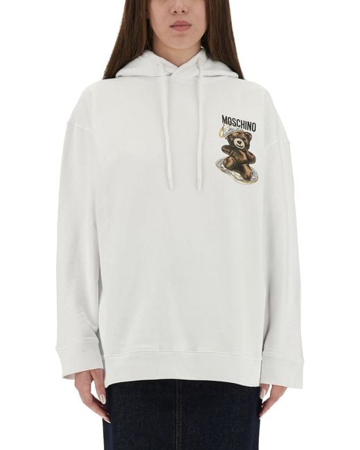 Moschino White Sweatshirt With "Teddy" Print