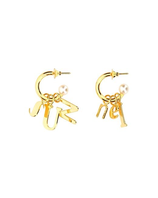Sunnei Metallic Lettering Logo Dangle Earrings