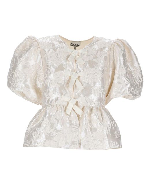 Ganni White Top "Peplum"