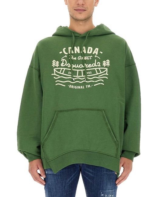 DSquared² Green Oversized Logo Sweatshirt for men