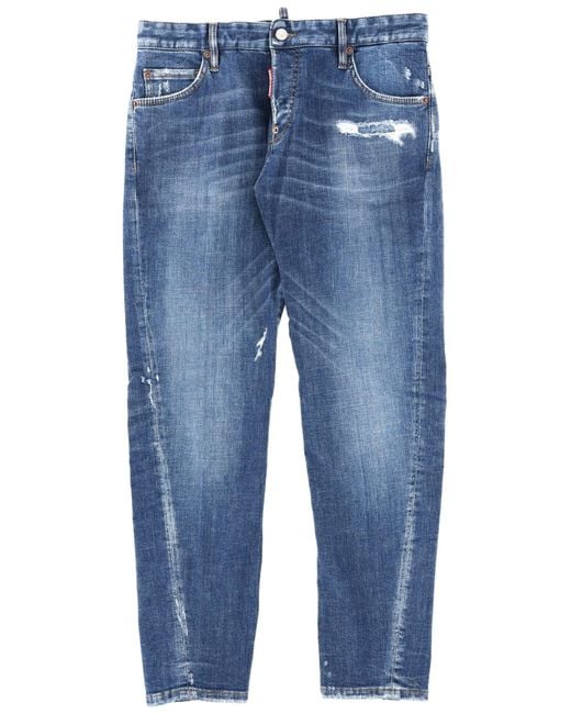 DSquared² Blue Distressed Slim-Fit Jeans for men