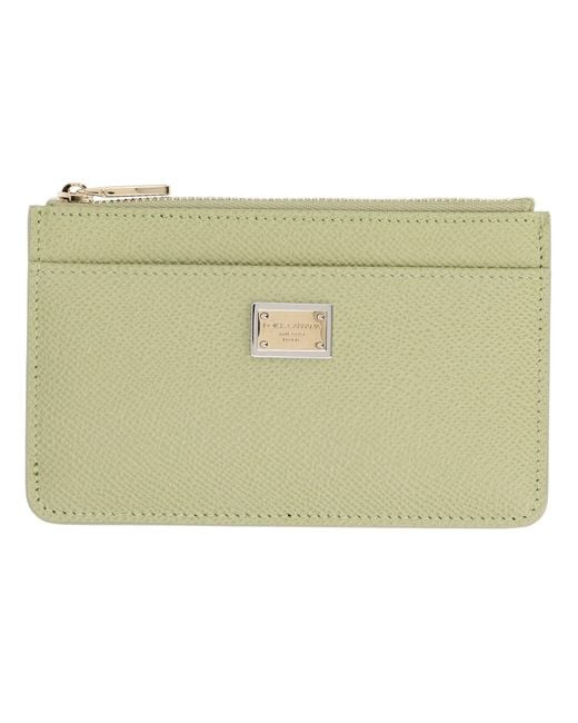 Dolce & Gabbana Green Leather Card Holder