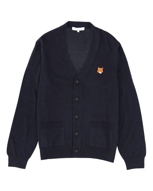 Maison Kitsuné Blue Logo Cardigan for men