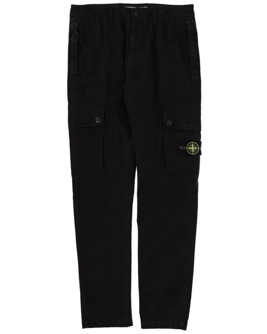 Stone Island Black Cargo Pants With Logo Patch for men