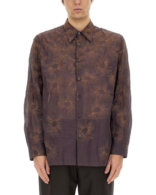 Dries Van Noten Brown Printed Shirt for men