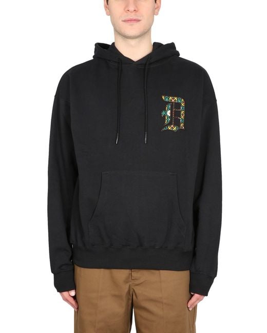 Drole de Monsieur Black Hooded Sweatshirt With Logo for men