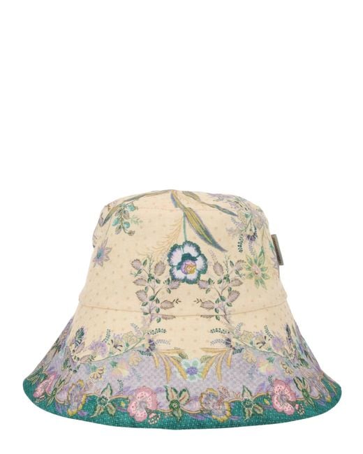 Zimmermann Natural Cappello Bucket Con Tesa Larga Stampato