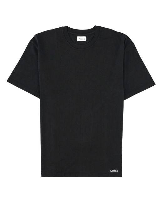 AMISH Black T-Shirt Con Micro Logo for men