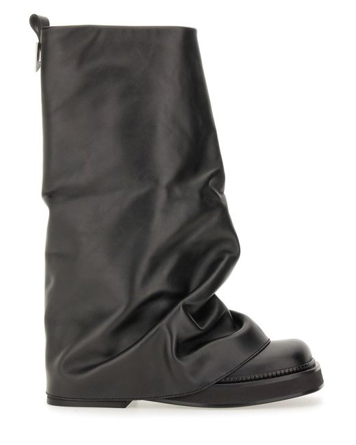 The Attico Black Leather Ankle Boots 'Robin'