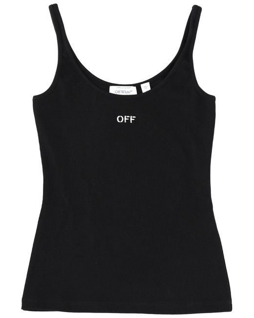 Off-White c/o Virgil Abloh Black Logo Scoop Neck Top