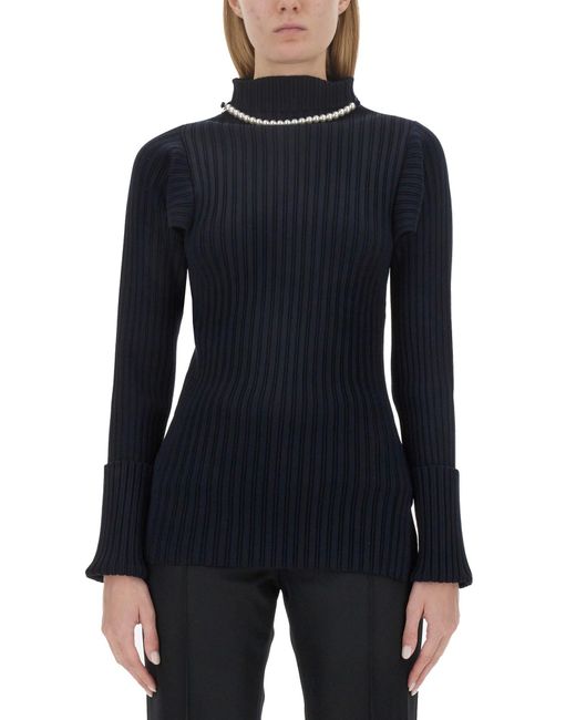 Philosophy Di Lorenzo Serafini Blue Ribbed Stretch Knit Top