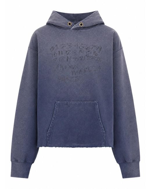 Maison Margiela Blue Felpa Con Stampa