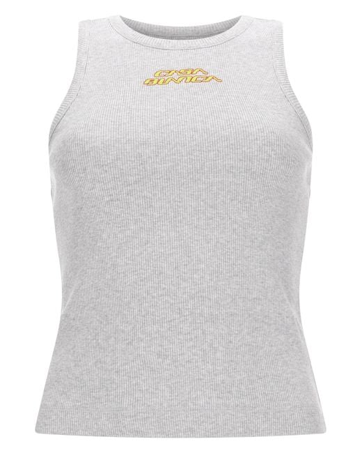 Casablanca White Logo Crew Neck Top