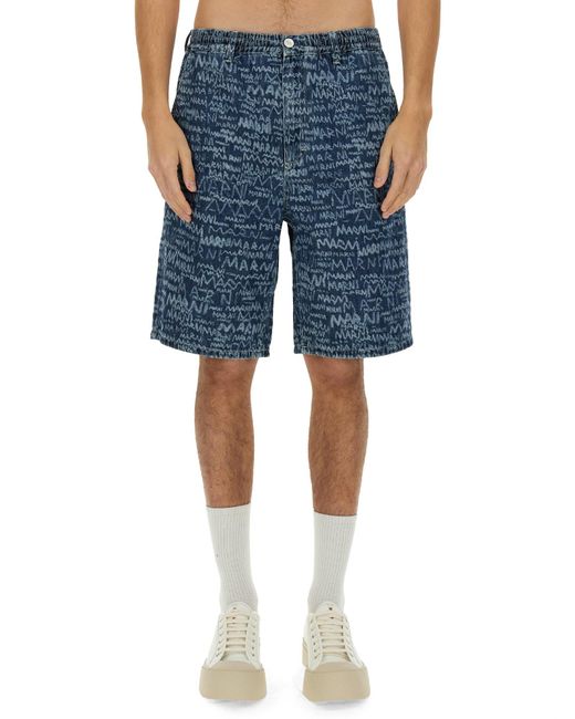 Marni Blue Denim Mini Shorts for men