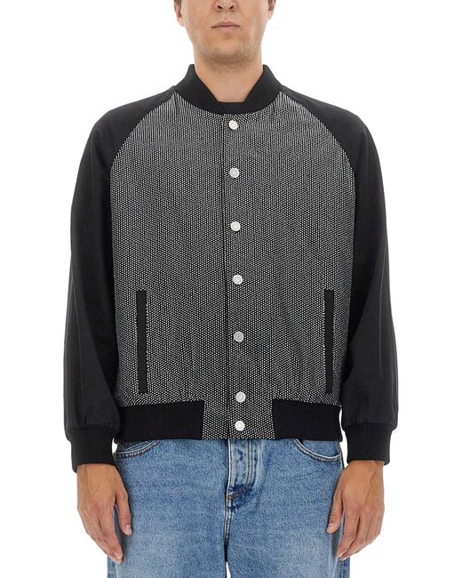 Balmain Gray Bomber Jacket With Logo
