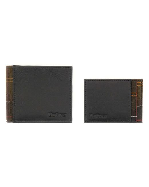 Barbour Black Set With Wallet And Card Holder for men