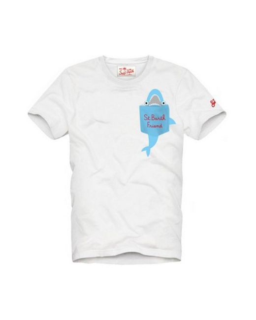 Mc2 Saint Barth White "Shark Friend" T-Shirt