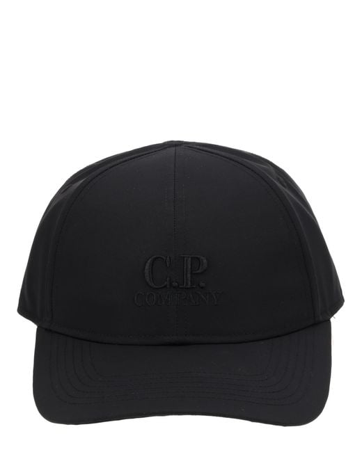 C P Company Black Polyamide Hat for men