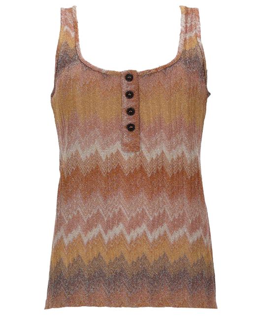 Missoni Brown Button-Front Chevron Top