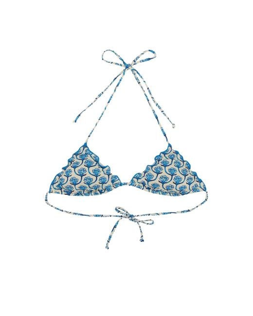 Mc2 Saint Barth Blue Printed Bikini Top Swimwear
